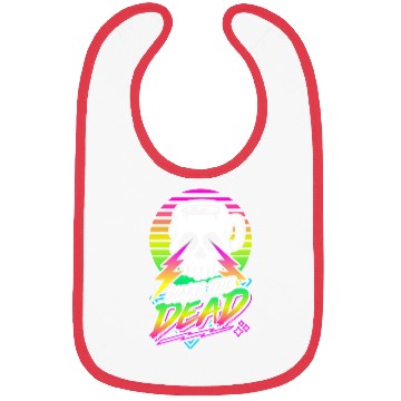 Discover Wake The Dead (Skull Mug) Retro Neon Synthwave 80s Bibs