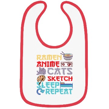Discover Ramen Anime Cats Sketch Sleep Bibs