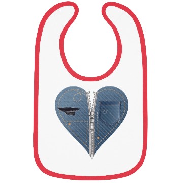 Discover light blue heart in jeans look with zipper Bibs