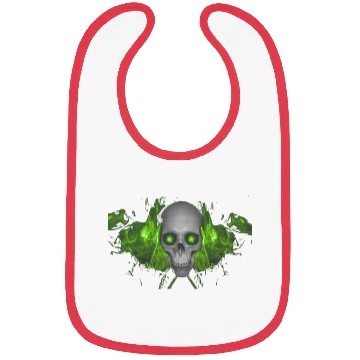 Discover Skull Green Bibs