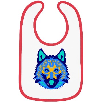 Discover blue wolf face Bibs