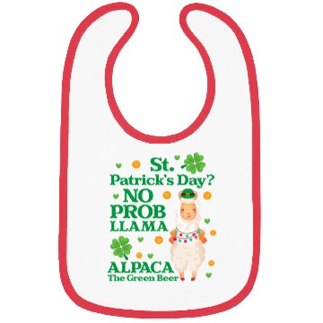 Discover St. Patrick's Day? No Prob Llama Alpaca Green Beer Bibs