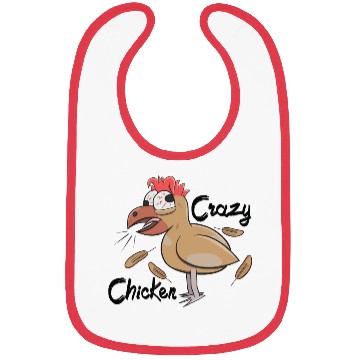 Discover Crazy Shocked Farm Chicken Funny Cartoon White Bibs