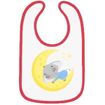 Discover cute elephant sleeping in the moon Bibs