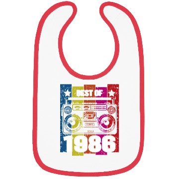 Discover Best of 1986 Stereo Radio Cassette Player Birthday Bibs