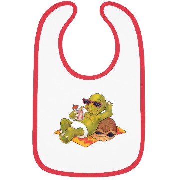 Discover Summer turtle naked on the beach with cocktail Bibs