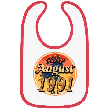 Discover 1991 August Birthday Greeting Bibs