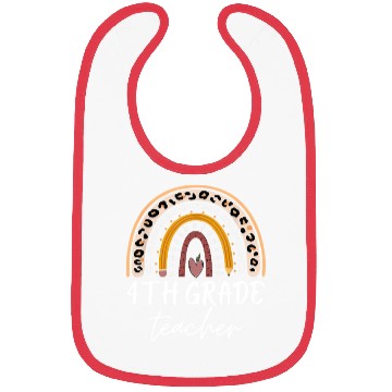 Discover 4th grade teacher leopard rainbow back to school Bibs