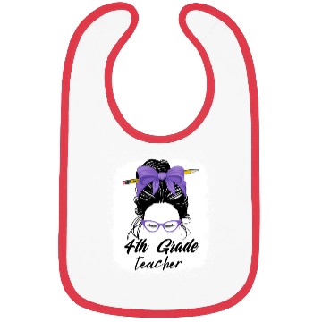 Discover 4th grade teacher messy bun back to school funny Bibs