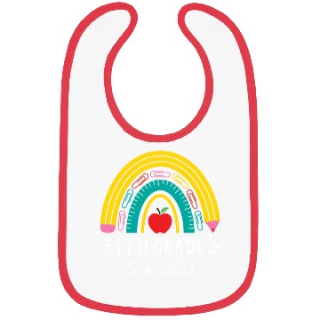 Discover 4th grade teacher back to school rainbow pencil Bibs