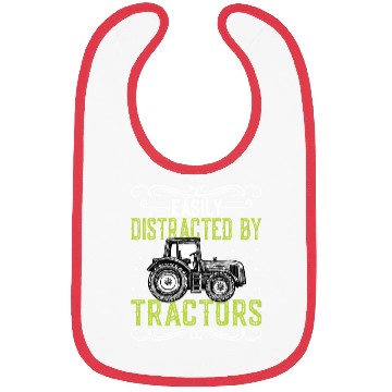 Discover Easily Distracted by Tractors Funny Tractor Lover Bibs