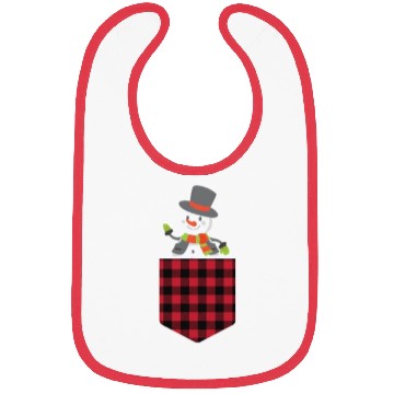Discover Christmas Cute Snowman In Buffalo Plaid Pocket Bibs