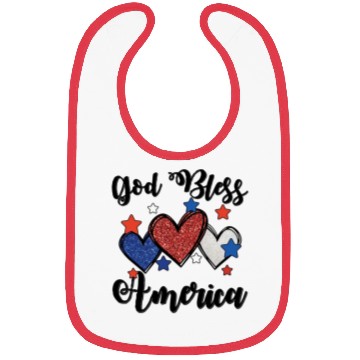 Discover God Bless America Patriotic USA Hearts 4th of July Bibs