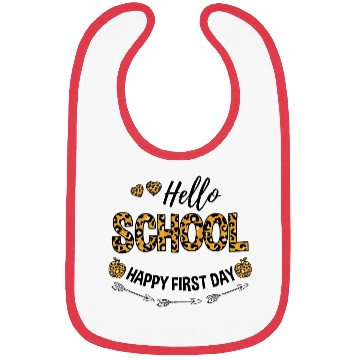 Discover Hello School Leopard Happy First Day Bibs