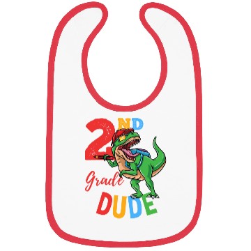 Discover 2nd Grade Dude T-Rex Dinosaur Back To School Boys Bibs