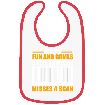 Discover Its All Fun And Games Barcode Funny Postal Worker Bibs