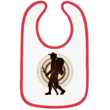 Discover Pilgrims or hikers with walking stick & backpack Bibs