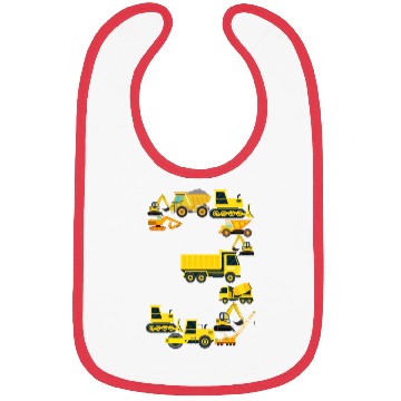 Discover Construction Trucks 3rd Birthday 3 Year Old Boys Bibs