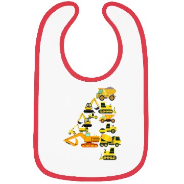 Discover 4th Birthday Construction Trucks For 4 Year Old Bibs
