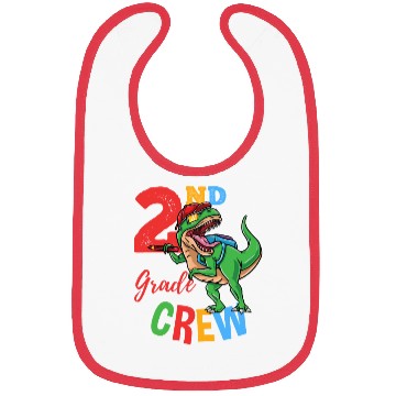 Discover 2nd Grade Crew T-Rex Dinosaur Back To School Boys Bibs