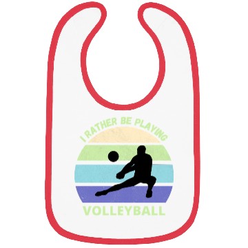Discover I rather be playing volleyball retro sunset Bibs