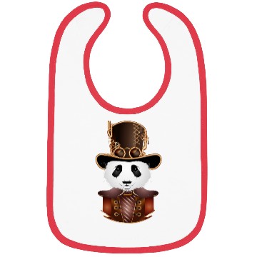 Discover Steampunk panda bear with antique top hat look Bibs