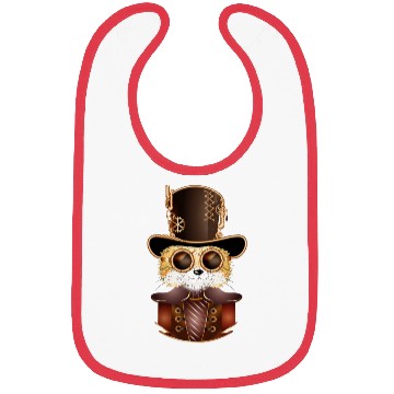 Discover Steampunk fox with ancient cylinder hat & glasses Bibs