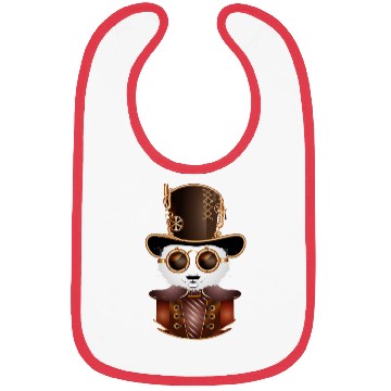 Discover Steampunk panda bear with cylinder hat and goggles Bibs