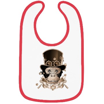 Discover Steampunk monkey with ancient cylinder hat look Bibs