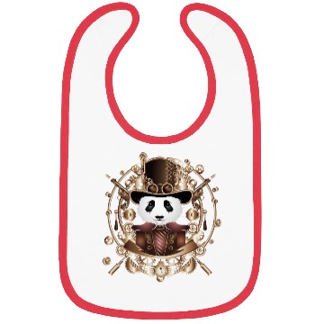 Discover Steampunk panda with top hat in sepia frame Bibs