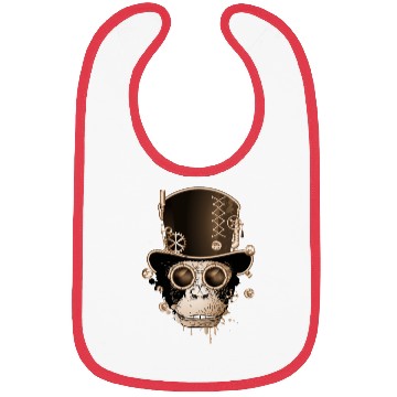 Discover Steampunk monkey with ancient cylinder hat look Bibs
