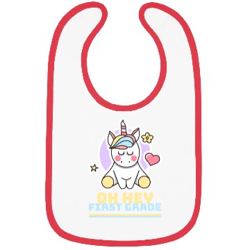 Discover oh hey first grade Teacher Student cute unicorn Bibs