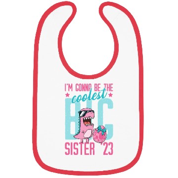 Discover Coolest Big Sister 2023 Baby Pregnancy Dino Girls Bibs