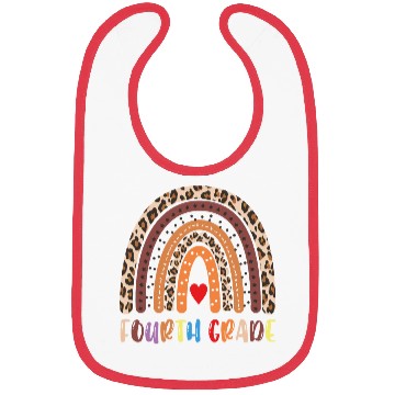 Discover Fourth Grade Teacher Leopard Rainbow Bibs