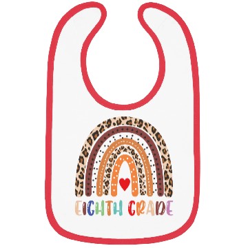 Discover Eighth Grade Teacher Leopard Rainbow Bibs