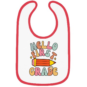 Discover Hello First Grade Teacher Back To School Groovy Bibs