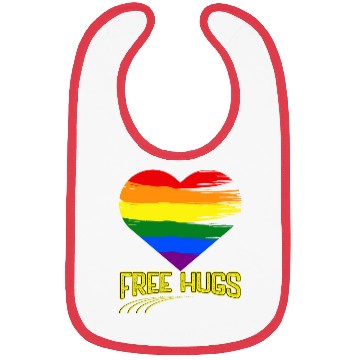 Discover Free Hugs - Heart Festival Love LGBT Pride Rainbow Bibs
