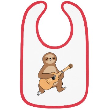 Discover Sloth Playing Guitar for Guitar Player Bibs