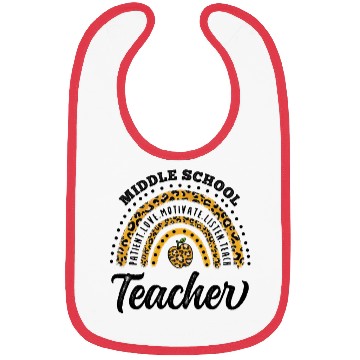 Discover Leopard Print Middle School Teacher Rainbow Bibs