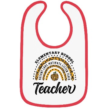 Discover Leopard Print Elementary School Teacher Rainbow Bibs