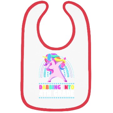 Discover Back To School Dabbing Unicorn Rainbow 4th Grade Bibs