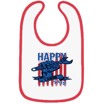 Discover Happy Labor Day American Flag Holiday US Worker Bibs