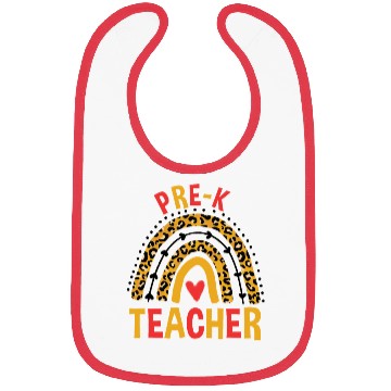 Discover Back To School Leopard Pre-K Teacher Rainbow Bibs