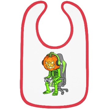 Discover Gaming Halloween Skeleton Jack O Lantern Gamer Boy Bibs