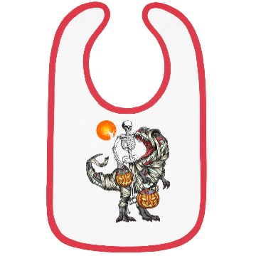 Discover Skeleton Riding Mummy Dinosaur Halloween Gifts Bibs