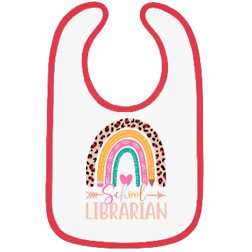 Discover School Librarian Rainbow Leopard Print Librarian Bibs