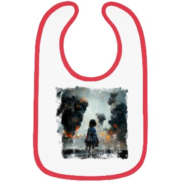 Discover Kid in war looking at explosion AI painting Bibs