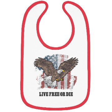 Discover Live Free or Die - Bald Eagle - Grunge American Fl Bibs