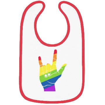 Discover Love Hand Symbol LGBT Rainbow Flag Bibs