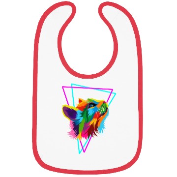 Discover Synth Cat colorful 80`s neon retrostyle Bibs